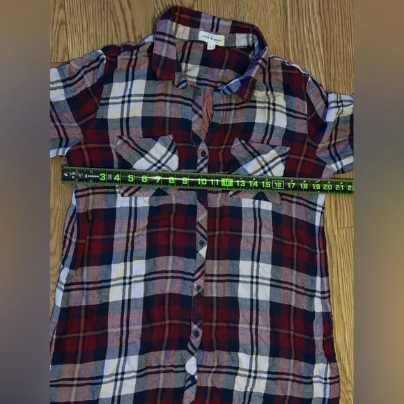 Cloth & Stone Plaid Tunic Shirt Dress Festival Fair Cowgirl Western - Picture 5 of 10